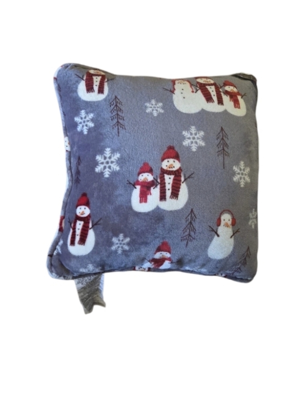 Cuddl Duds Gray Snowman Pattern Holiday Throw Pillow